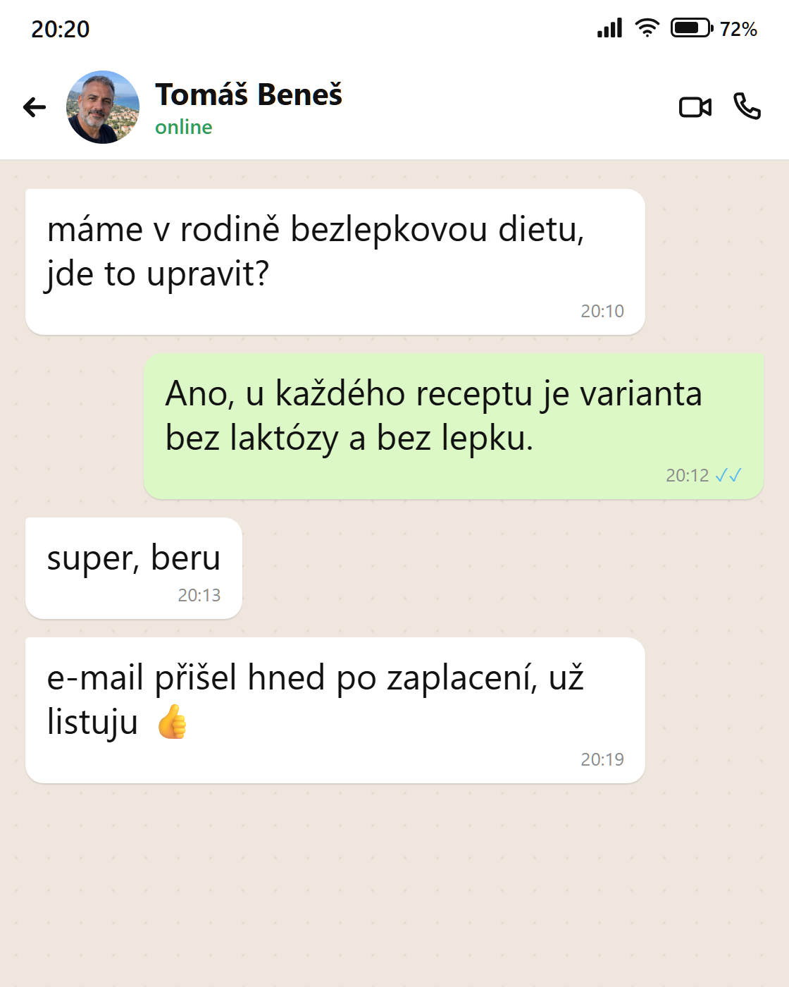 Zpráva od Tomáše: varianta bez lepku