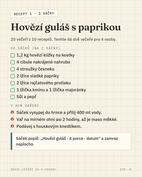 Ukázka receptu: Hovězí guláš s paprikou, dva sáčky