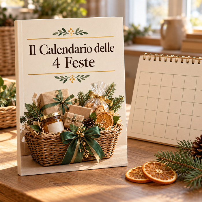 Il Calendario delle 4 Feste, un libretto accanto a un calendario da tavolo