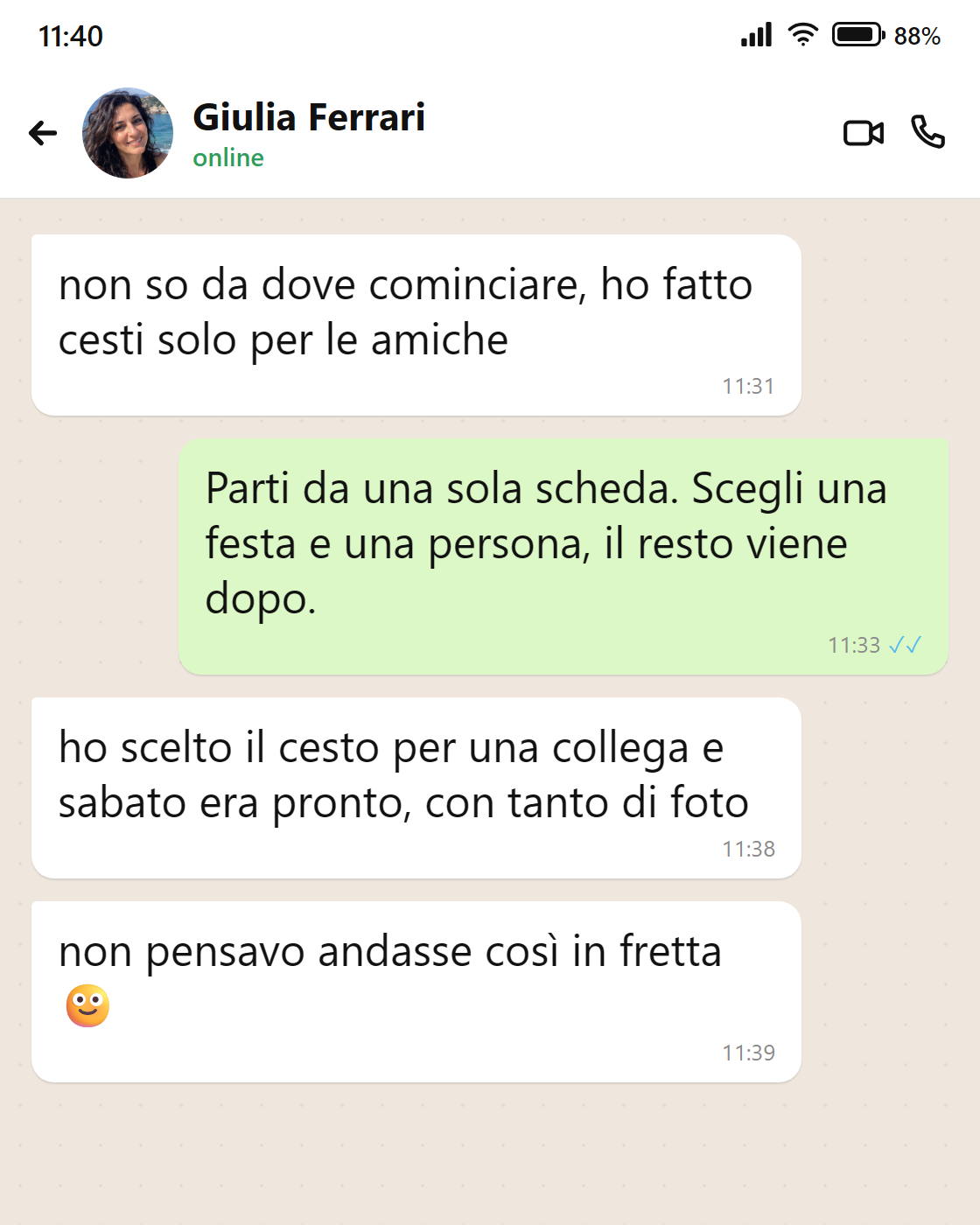 Messaggio di Giulia: da dove cominciare