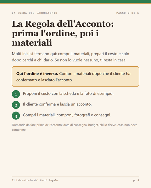 La Guida del Laboratorio: la Regola dell'Acconto