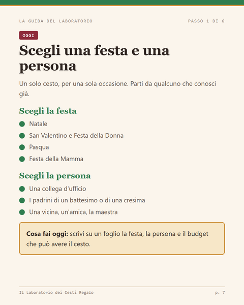 La Guida del Laboratorio: passo 1, scegli la festa