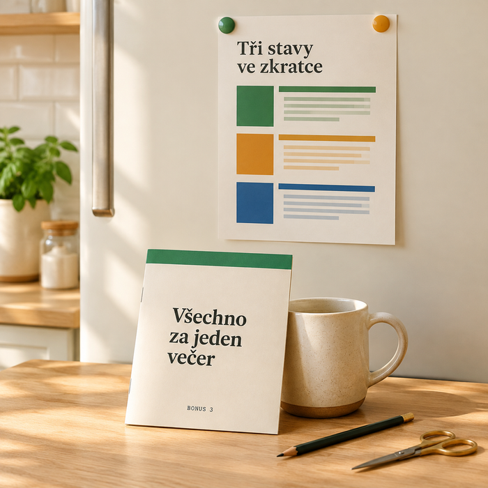 Všechno za jeden večer, sešítek v kuchyni a list na lednici