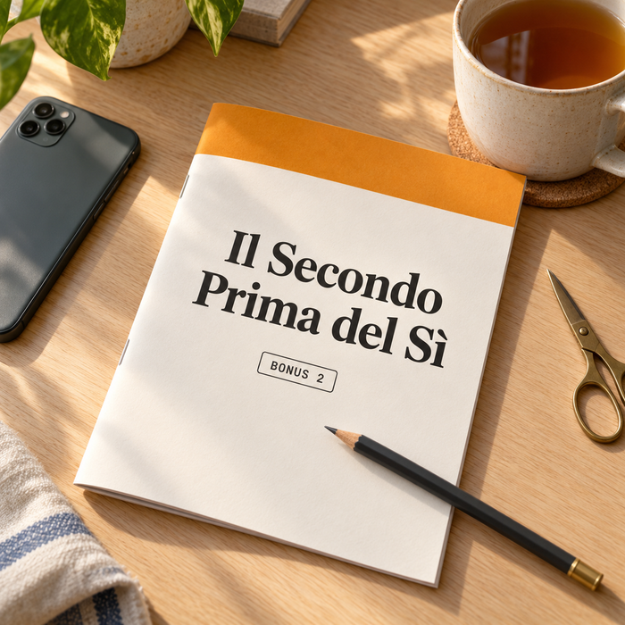 Il Secondo Prima del Sì, quadernetto sulla scrivania