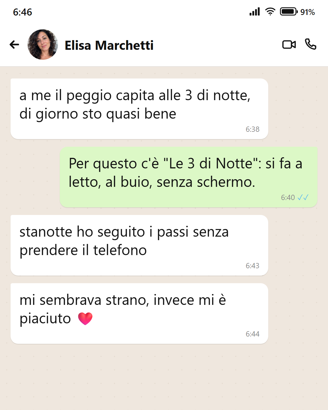 Messaggio di Elisa: Le 3 di Notte